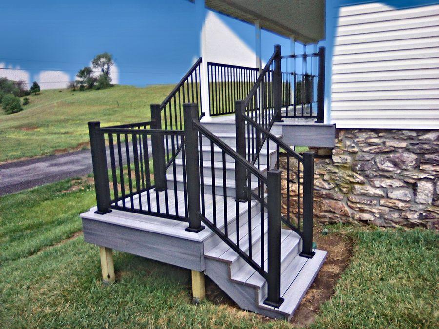 Composite decking with black aluminum railing